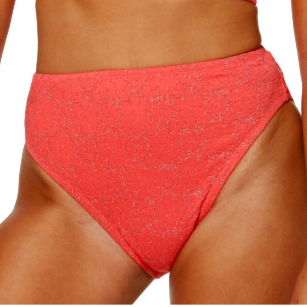 Jessica Simpson Women’s Flower Printed High-Waist Bikini Bottom Large